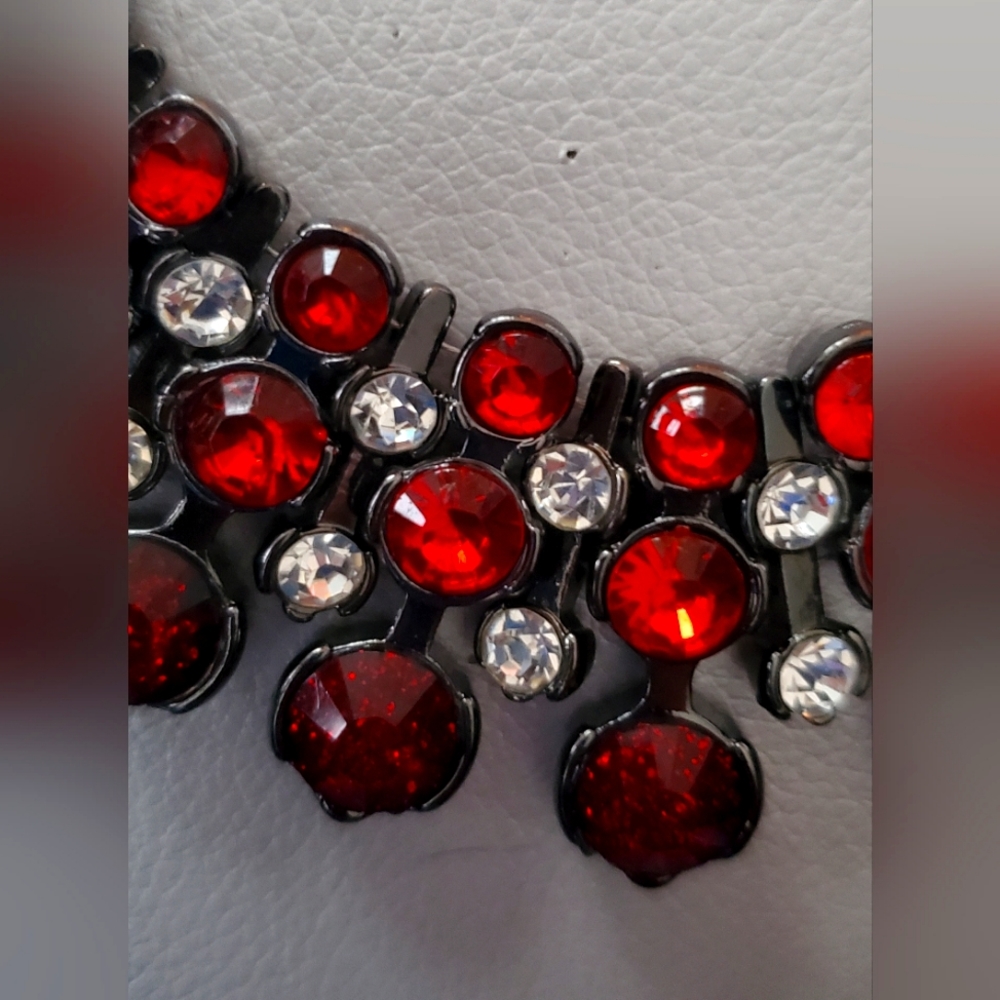 Red and Gunmetal necklace